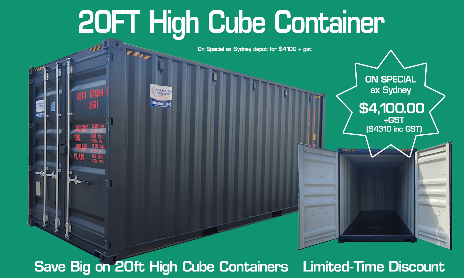 20ft GP and HC Container Special Offer Sydney
