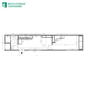 40ft high cube container home, layout and dimensions drawing, for sale Sydney