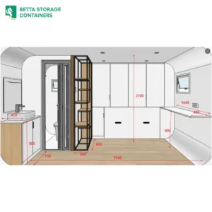 4m pod house, layout and dimensions drawing, for sale Sydney