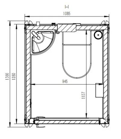 Single Portable Toilet Floor Plan — Betta Storage Floor plan of single portable toilet unit with basin, Sydney