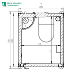 single portable toilet unit, layout and dimensions drawing, for sale Sydney